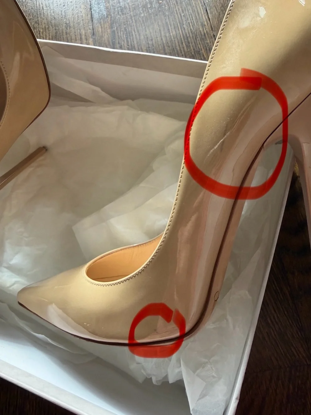 Jimmy choo anouk 37.5 nude patent 120mm pump